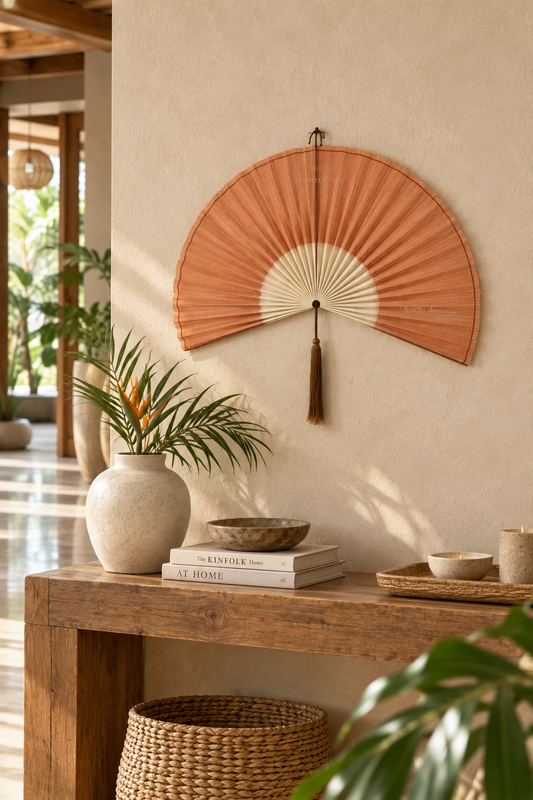 Terracotta Bamboo Fan Wall Decor