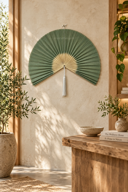 Sage Bamboo Fan Wall Decor
