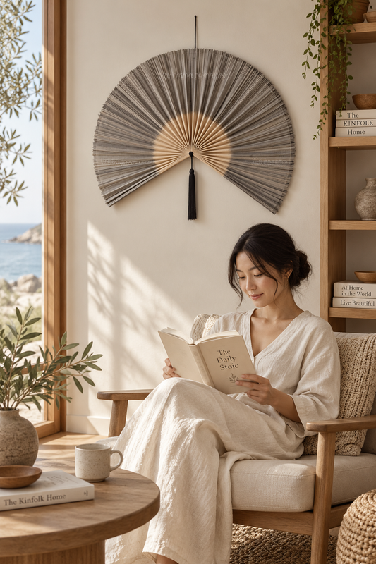 Smoky Grey Bamboo Fan Wall Decor
